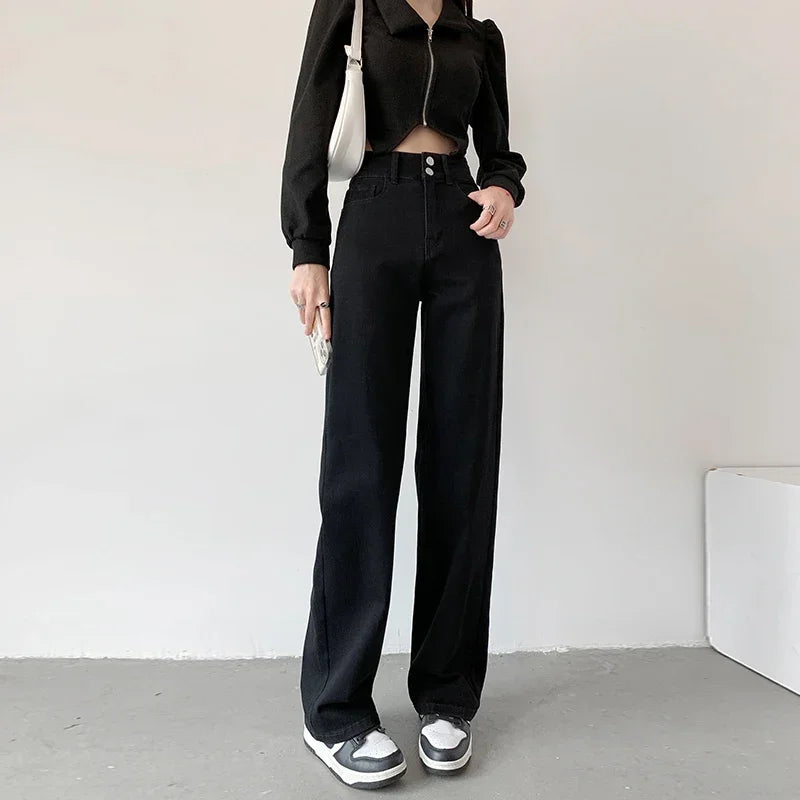 Naisten löysät suorat pehmeät denim farkut