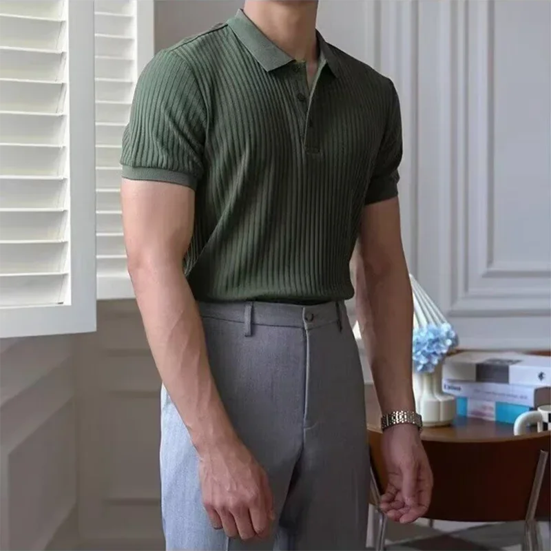 Miesten pystysuora raidallinen poolopaita