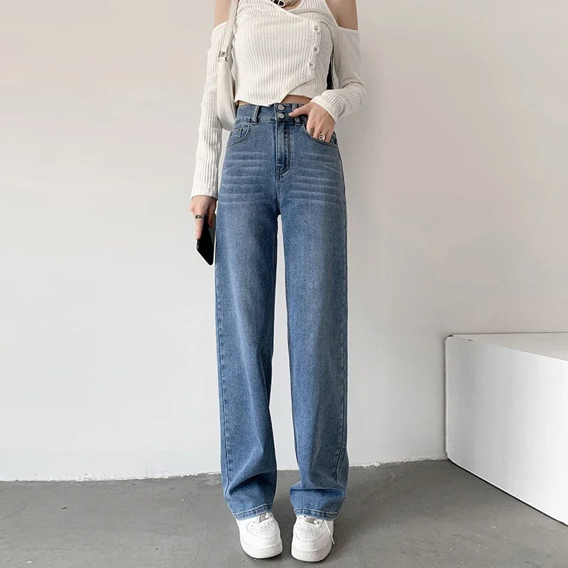 Naisten löysät suorat pehmeät denim farkut