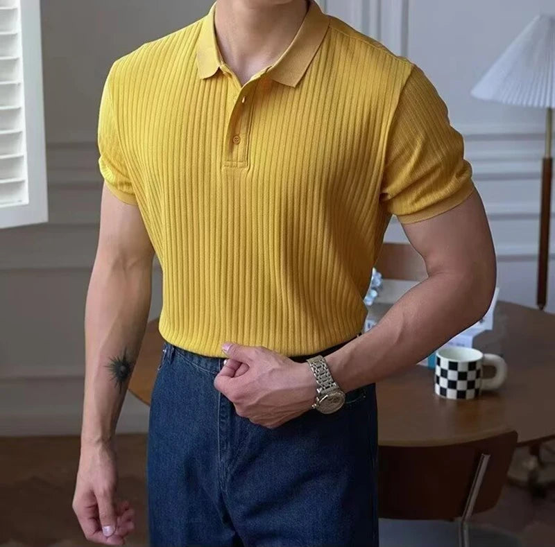 Miesten pystysuora raidallinen poolopaita