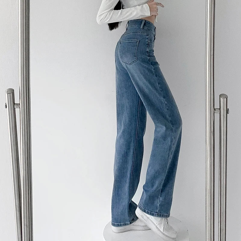 Naisten löysät suorat pehmeät denim farkut