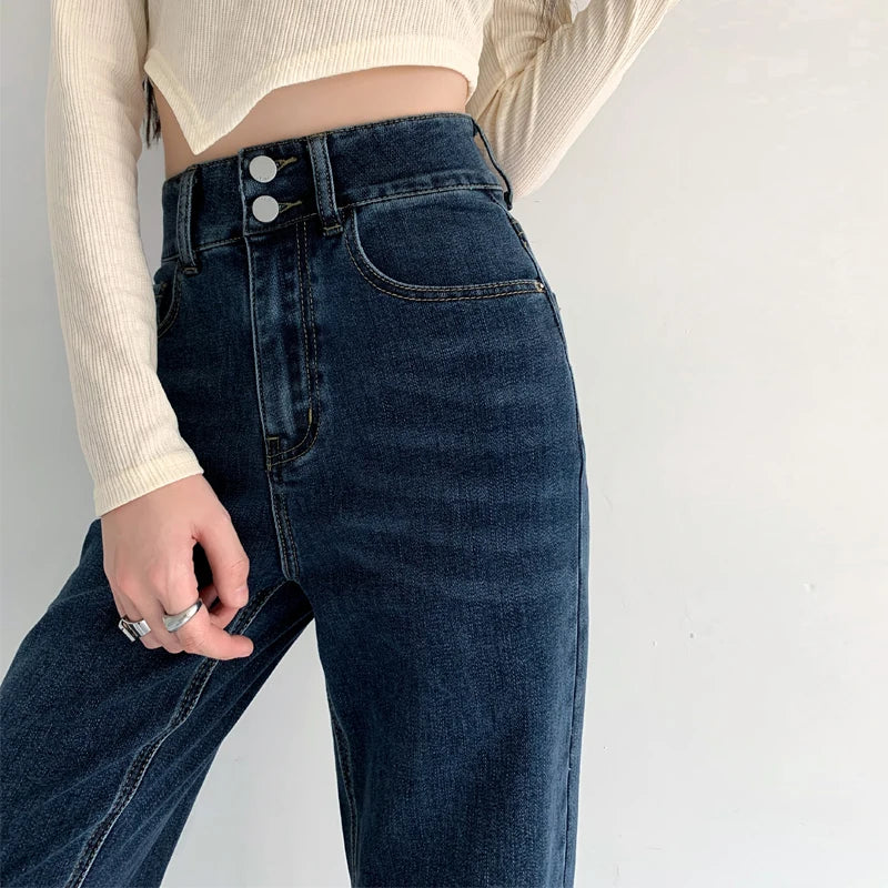 Naisten löysät suorat pehmeät denim farkut