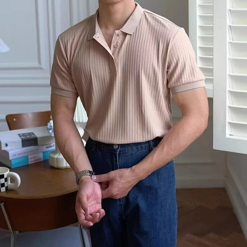 Miesten pystysuora raidallinen poolopaita