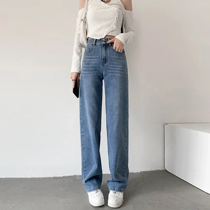 Naisten löysät suorat pehmeät denim farkut